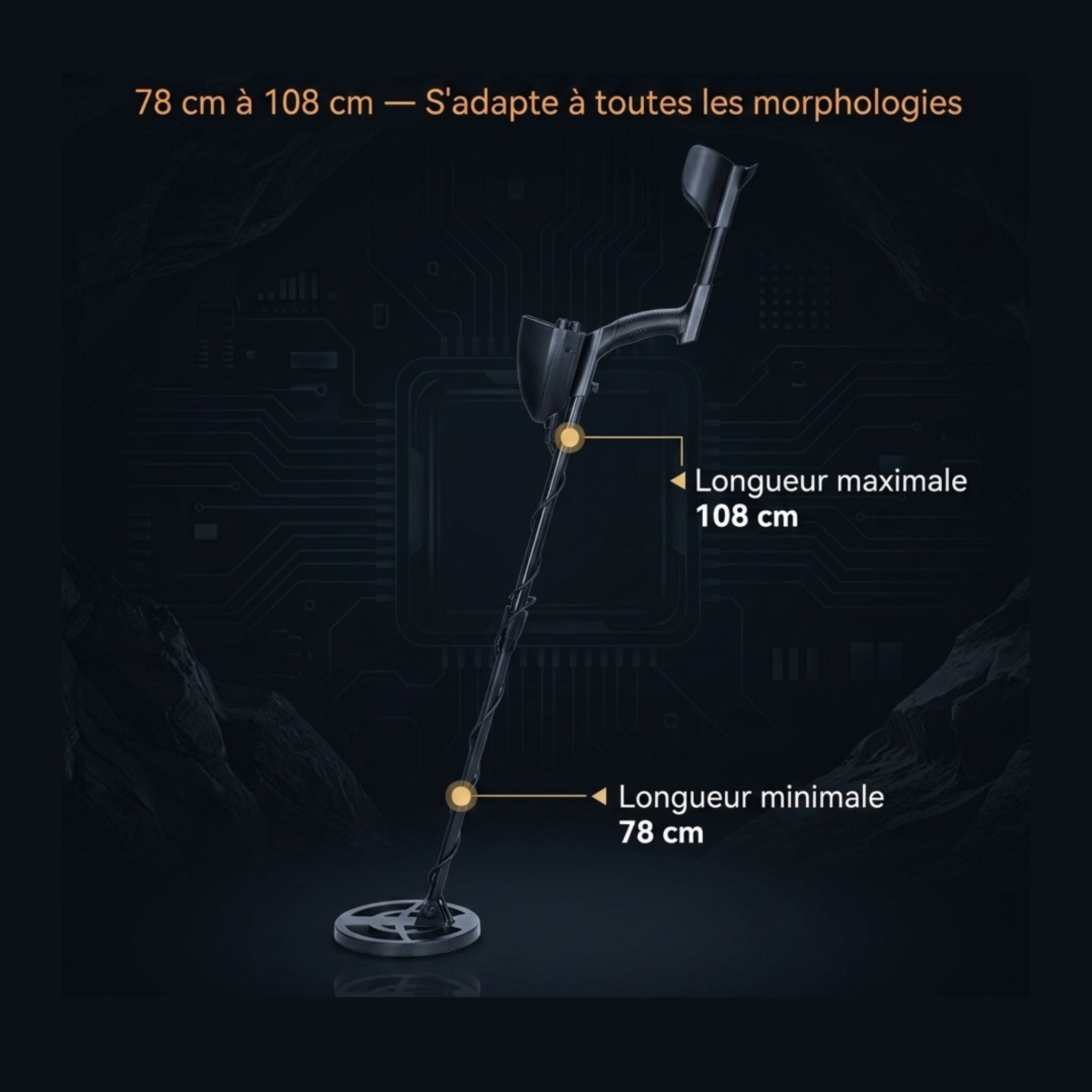 Détecteur de Métaux Pointeur Mécanique – 5,69 kHz | Bobine Étanche 7,9" | Tout Métal & Disque