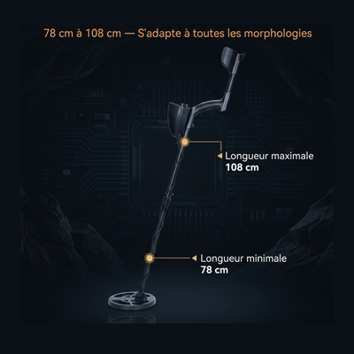 Détecteur de Métaux Pointeur Mécanique – 5,69 kHz | Bobine Étanche 7,9" | Tout Métal & Disque