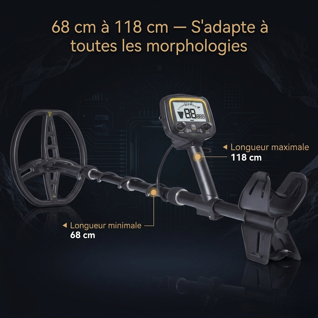 Détecteur de Métaux Haute Sensibilité – Or, Reliques & Trésors | Profondeur 1,5 m | Bobine DD 11"
