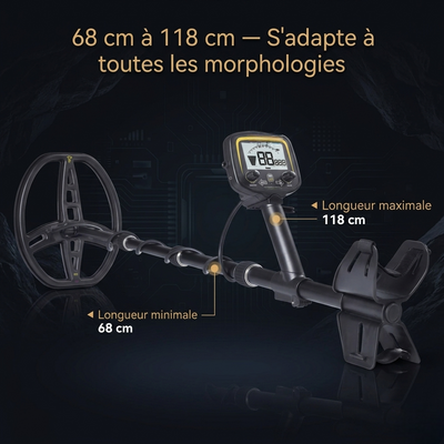 Détecteur de Métaux Haute Sensibilité – Or, Reliques & Trésors | Profondeur 1,5 m | Bobine DD 11"